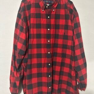 Ralph Lauren Red and Black Plaid Men's Shirt
